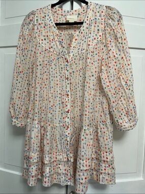 Maeve Cream Dress with Multicolor Geometric Print Size M